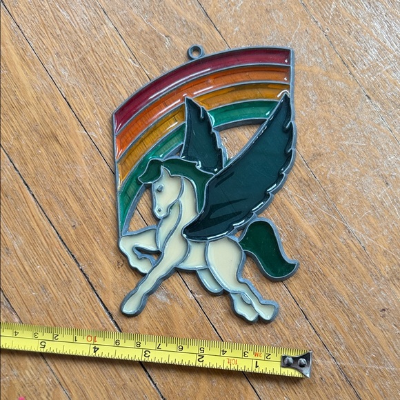 Vintage Colorful Stained Glass Pegasus Suncatcher - Picture 6 of 8